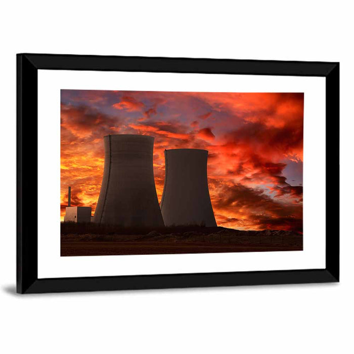 Cooling Towers at Sunset Wall Art as a framed print