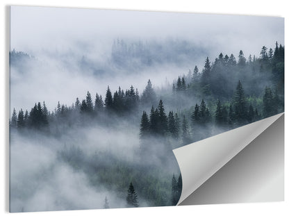 Foggy Mountains Forest Wall Art