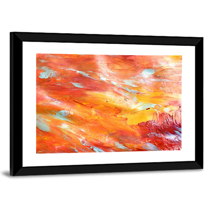 Sunfire Impasto Abstract Wall Art as a framed print
