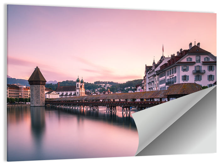 Lucerne Chapel Bridge at Dusk Wall Art as a poster print