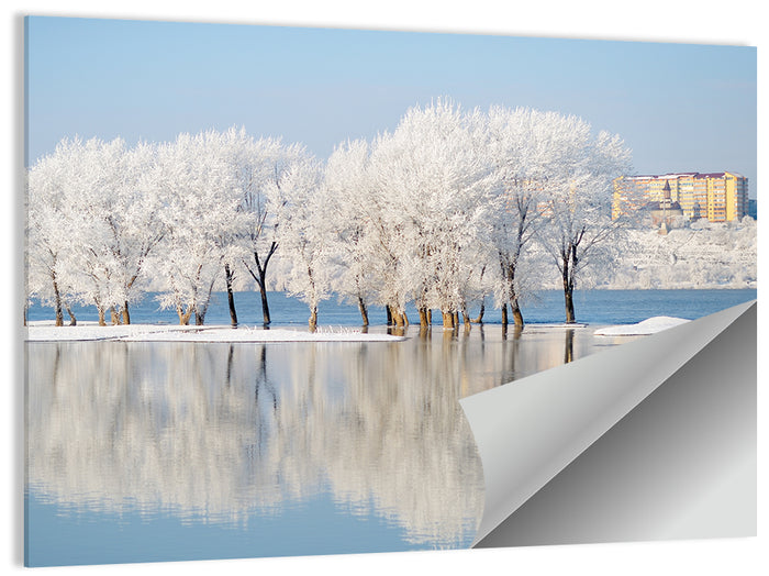 Winter Lake Reflection Wall Art as a poster print