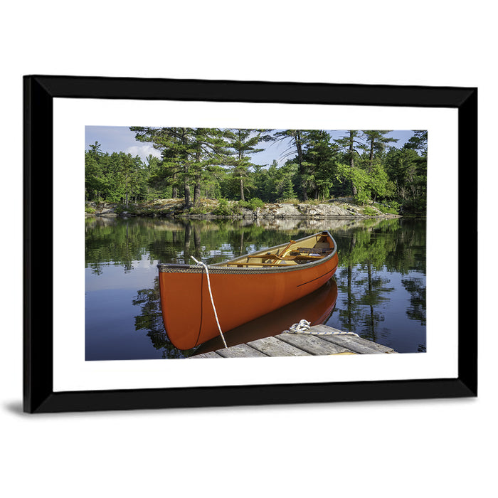Orange Canoe on Ontario Lake Wall Art as a framed print