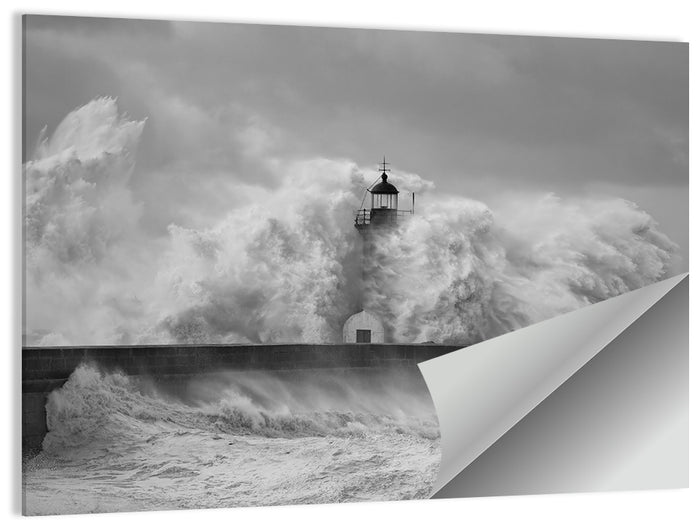 Douro River Storm Lighthouse Wall Art as a poster print