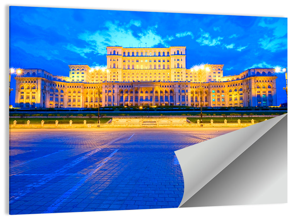 Palace of the Parliament at Twilight Wall Art