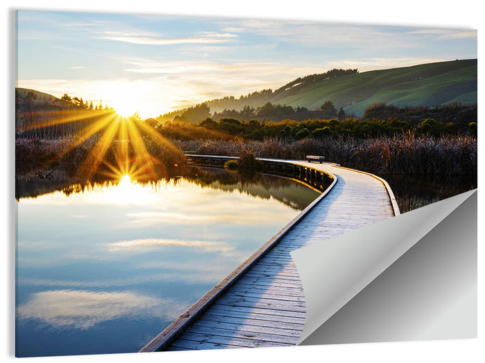Hawkes Bay Frosted Boardwalk Sunrise Wall Art as a poster print