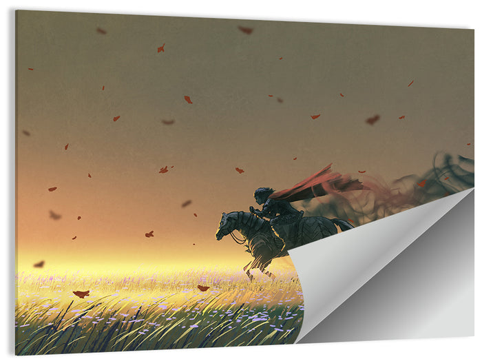 Unstoppable Knight with Red Cape Wall Art as a poster print