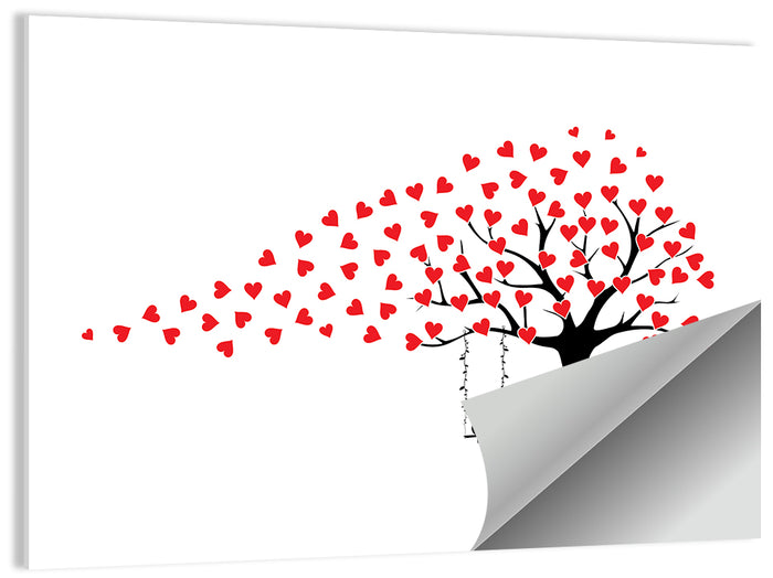 Heart Leaf Tree Silhouette Wall Art as a poster print
