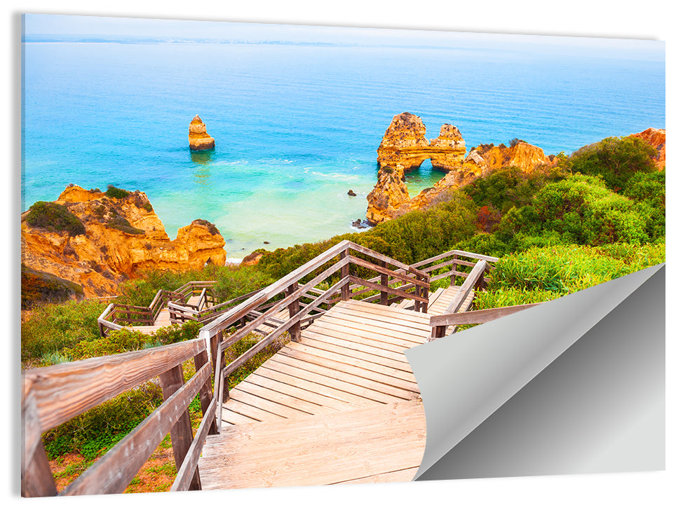 Wooden Stairs to Turquoise Atlantic Cove Wall Art