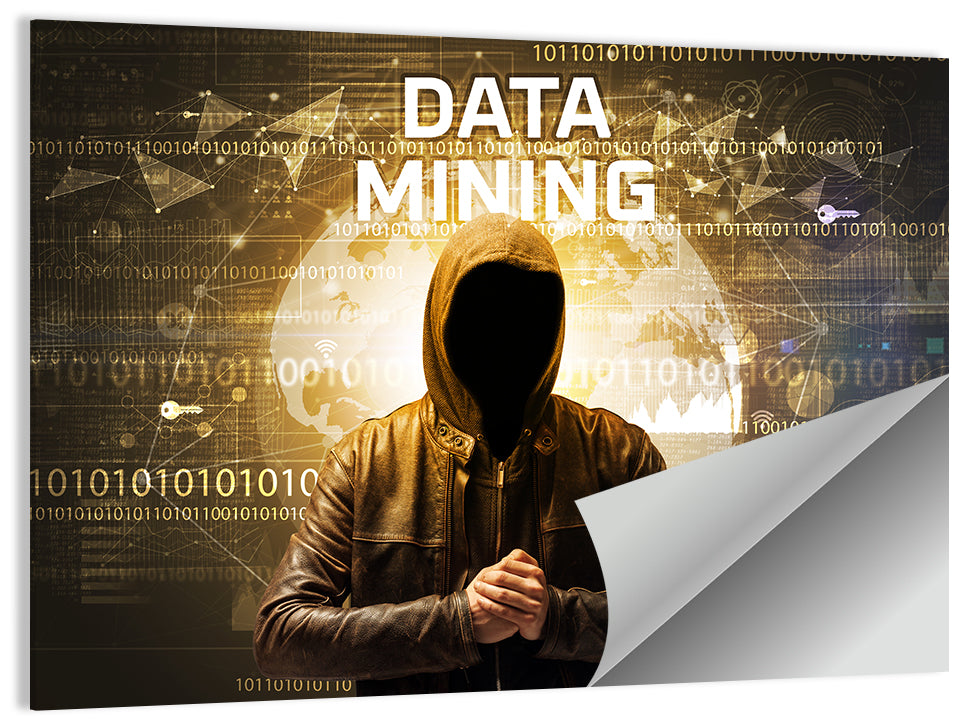 Hooded Hacker Data Mining Concept Wall Art