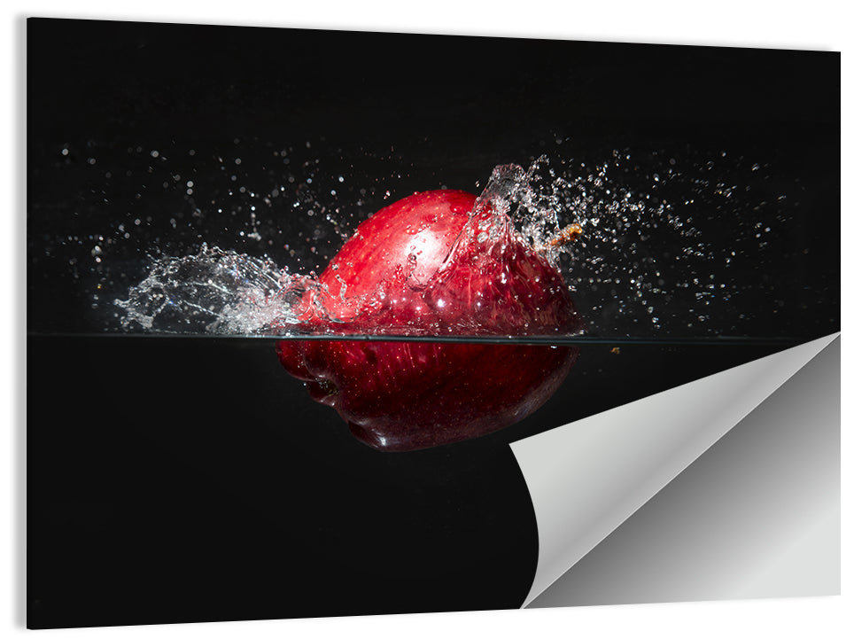 Red Apple Water Splash Wall Art