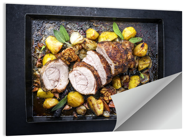 Roasted Veal Roll with Potatoes Wall Art as a poster print