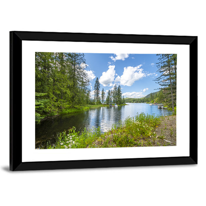 Lake Pend Oreille Wildflower View Wall Art as a framed print
