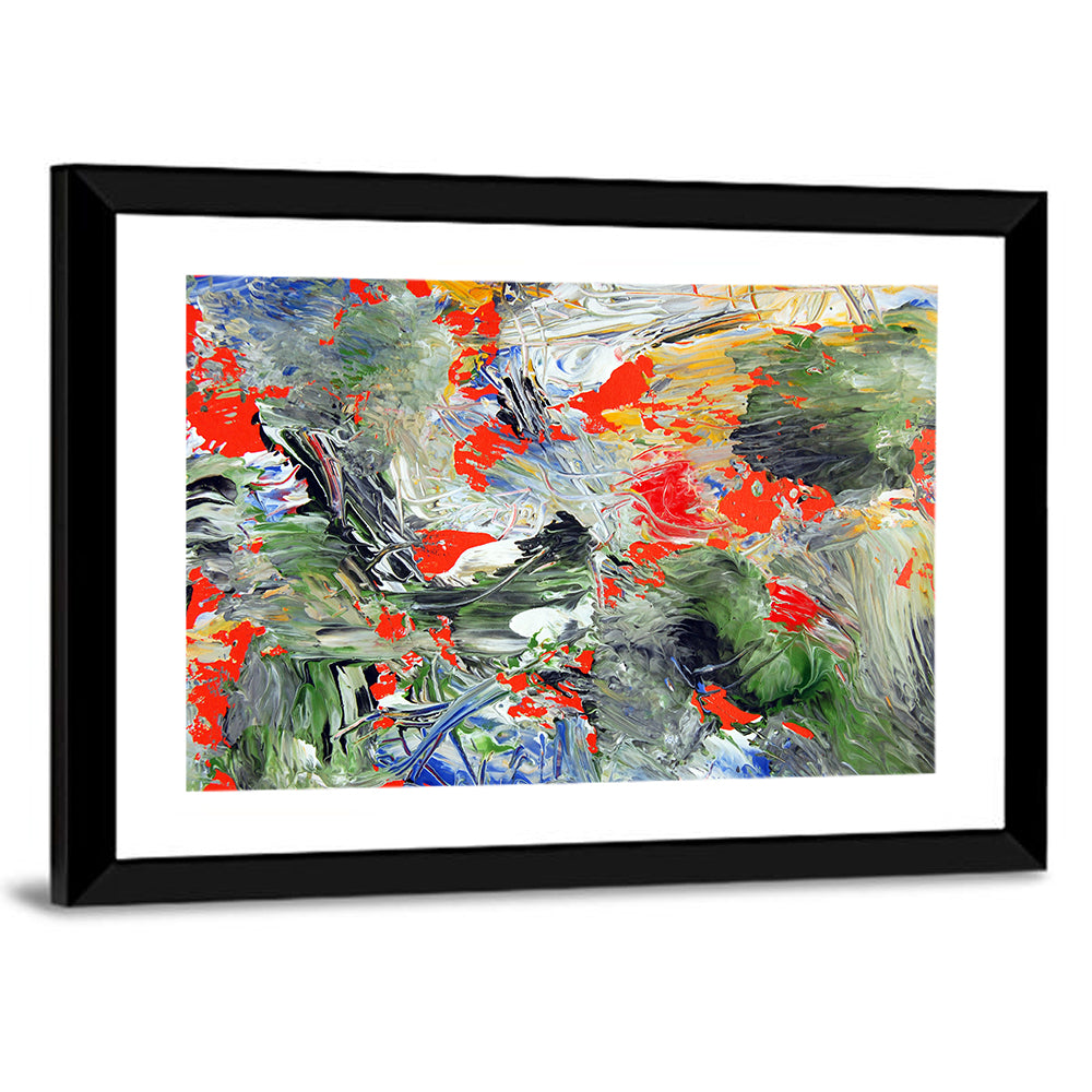 Melting Green Impasto Abstract Wall Art