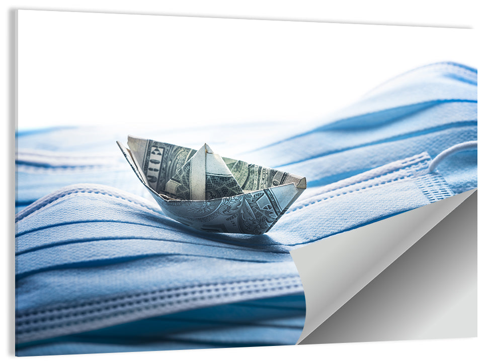 Dollar Boat on Surgical Masks Wall Art