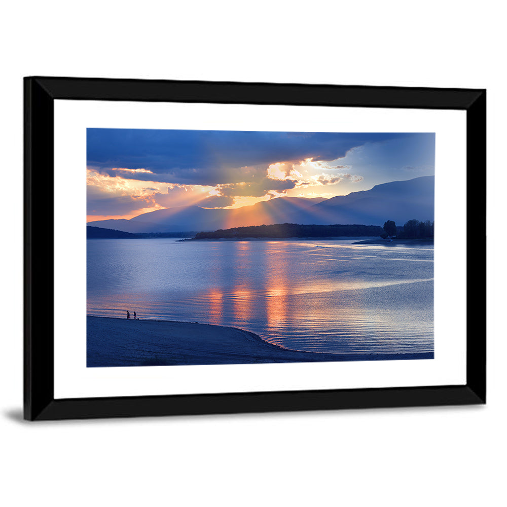 Lake Sunset with Silhouettes Wall Art
