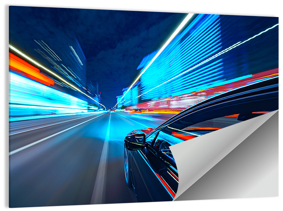 Light Trails Speed Car Wall Art