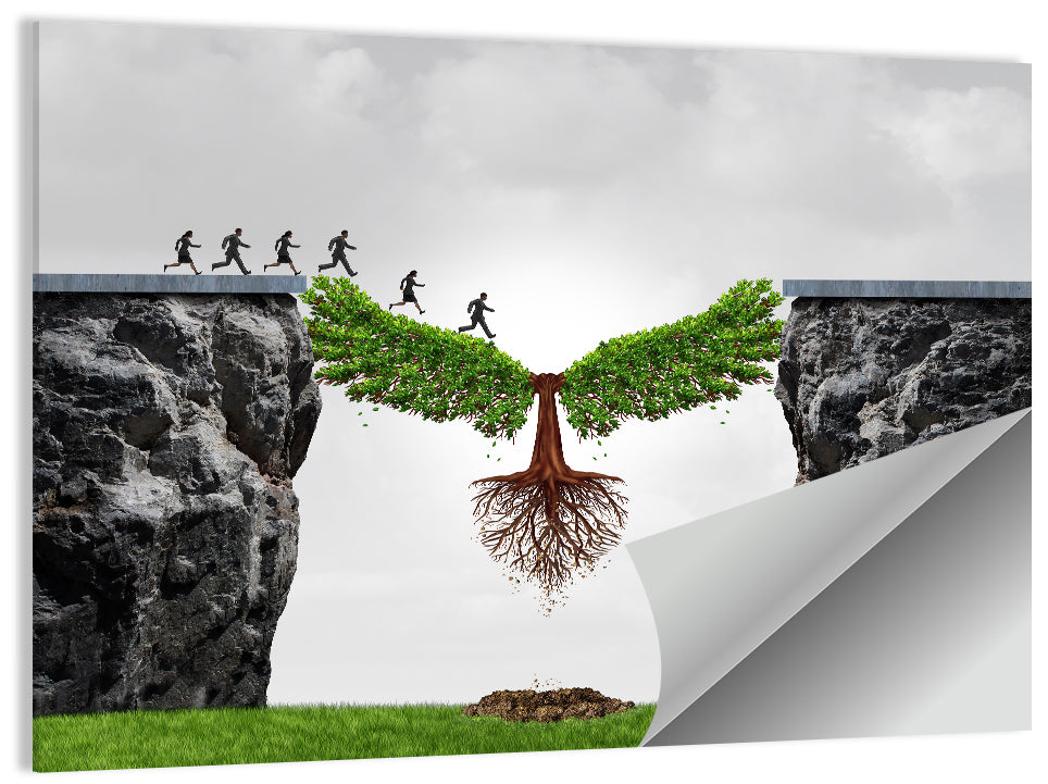 Winged Tree Over Chasm Wall Art