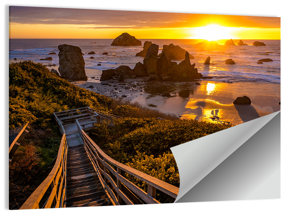 Bandon Beach Sunset Staircase Wall Art