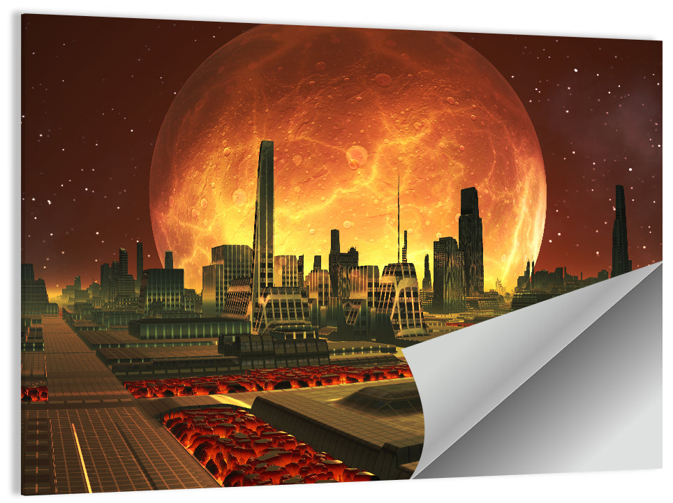 Molten Lunar Cityscape Wall Art