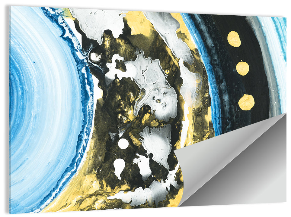 Planet Rings in Blue and Gold Wall Art