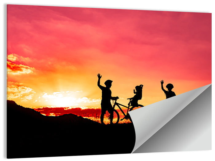 Family Ride at Sunset Wall Art as a poster print