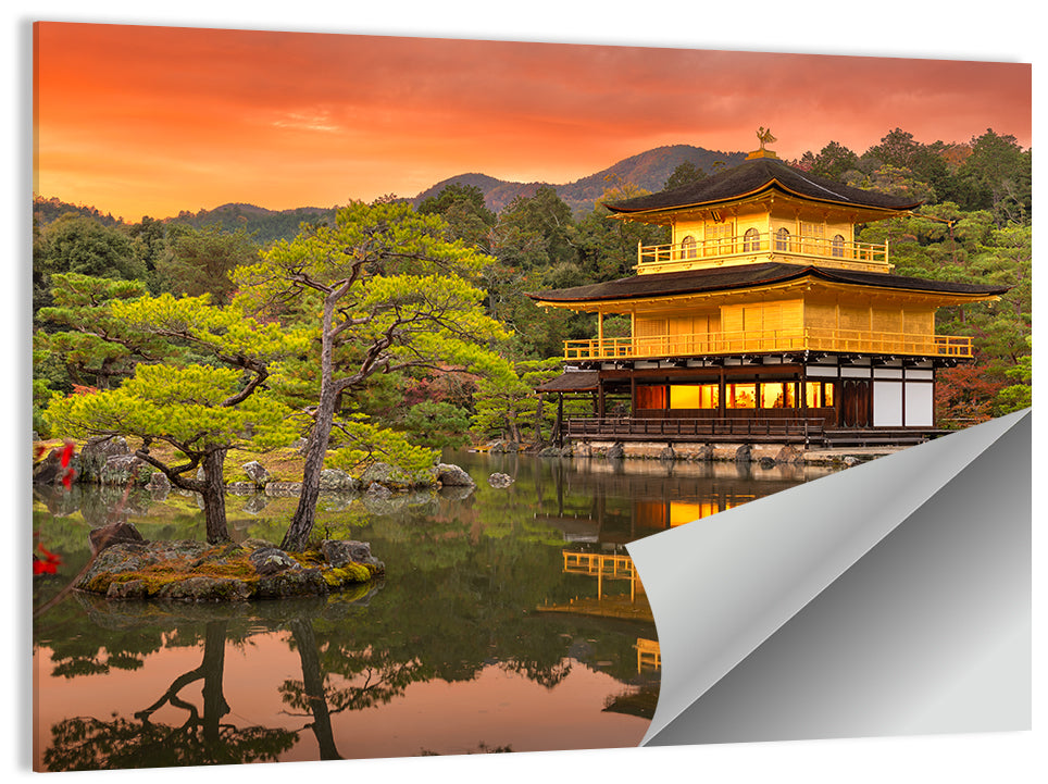 Kinkaku-ji at Sunset Wall Art