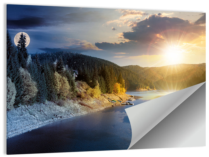 Autumn Mountain Lake Wall Art as a poster print
