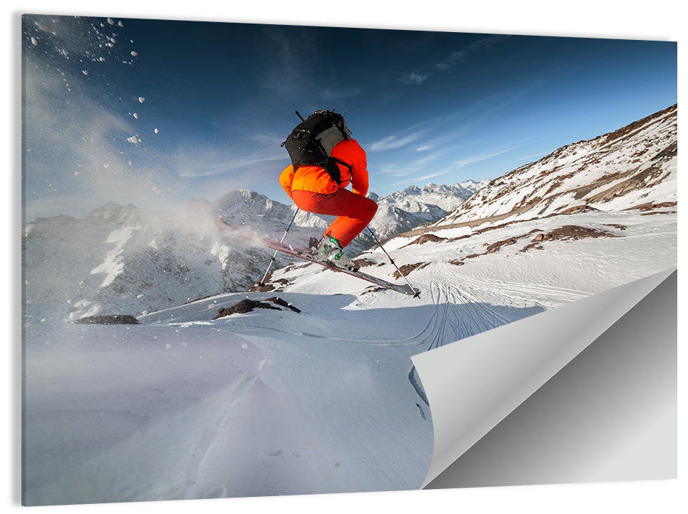 Skier Mid-air Jump Wall Art