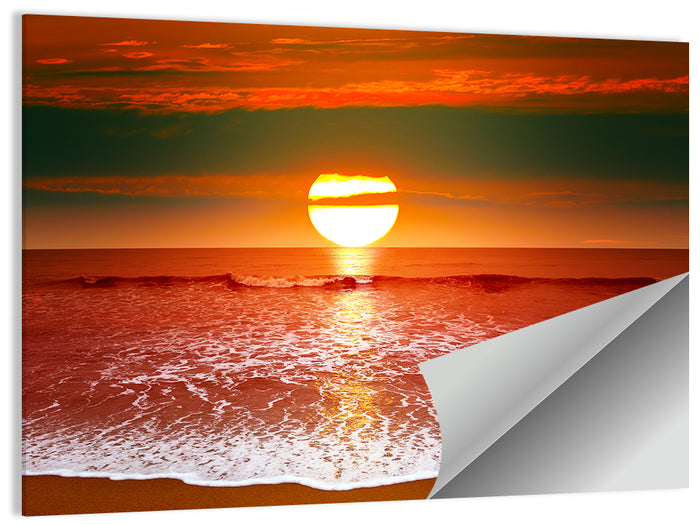 Sunset Over Ocean Wall Art as a poster print