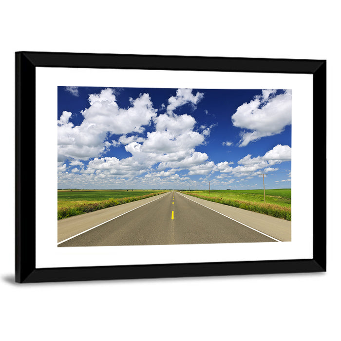 Saskatchewan Prairie Highway Wall Art as a framed print