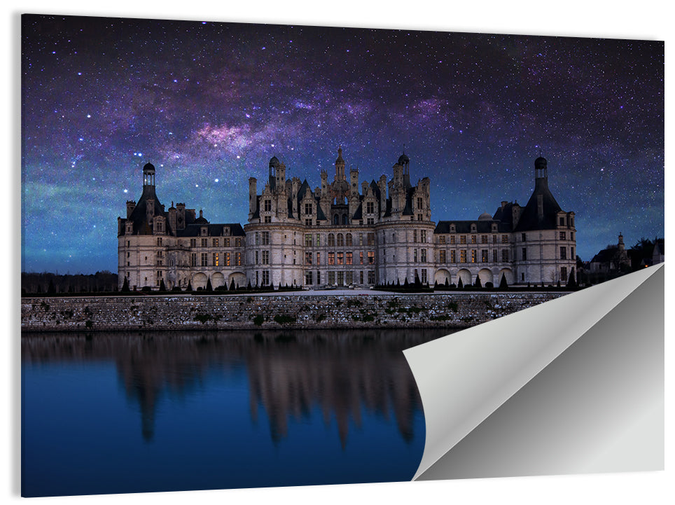 Château De Chambord Night Reflection Wall Art