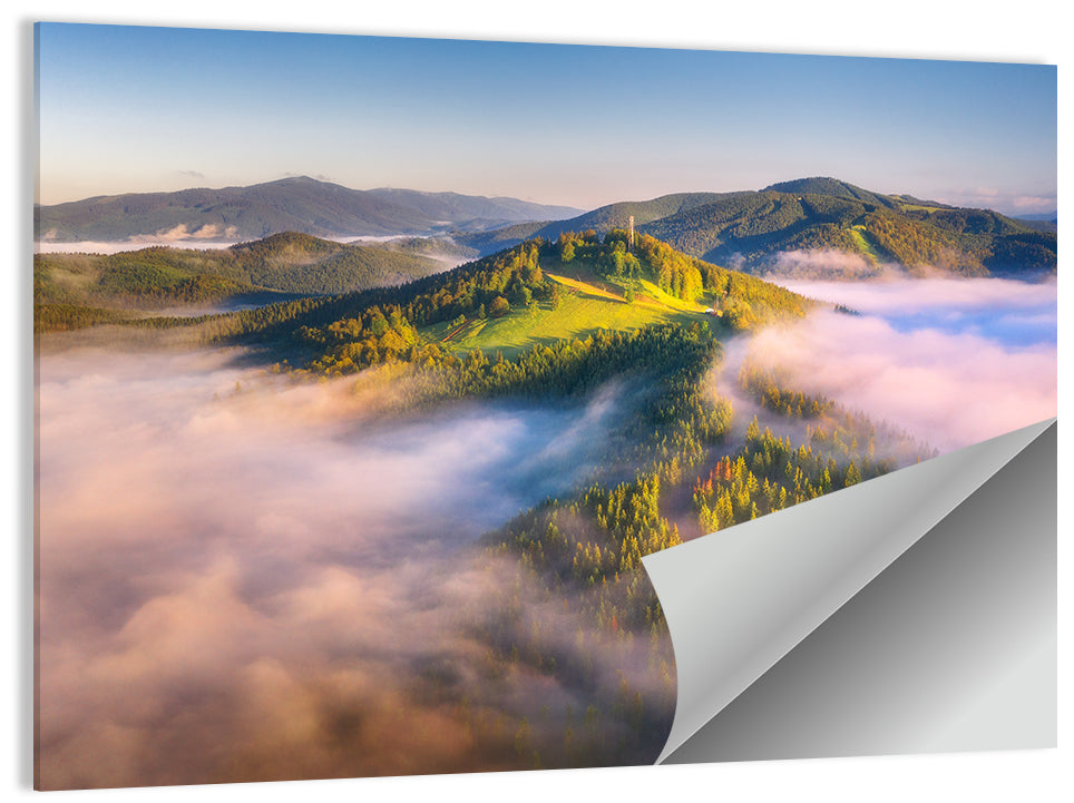 Foggy Mountain Sunrise Wall Art