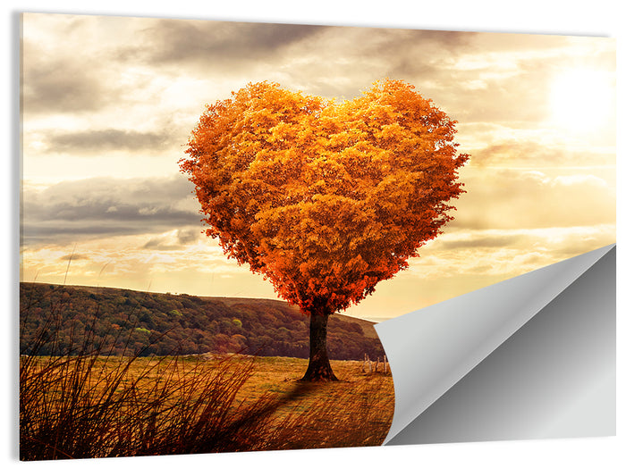 Heart Shaped Tree at Sunset Wall Art as a poster print