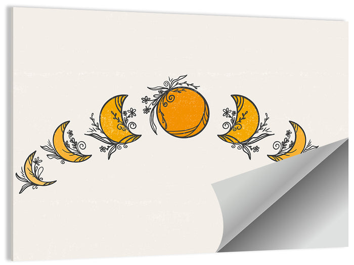 Lunar Phases Floral Arc Wall Art as a poster print