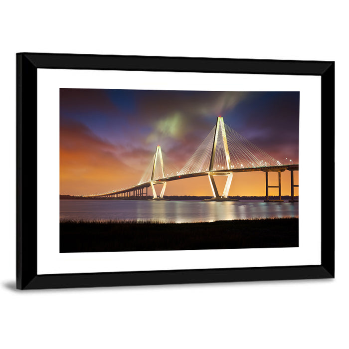 Arthur Ravenel Jr. Bridge at Dusk Wall Art as a framed print
