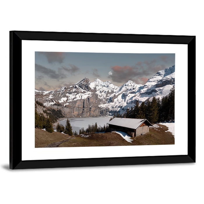 Oeschinensee Winter Landscape Wall Art as a framed print