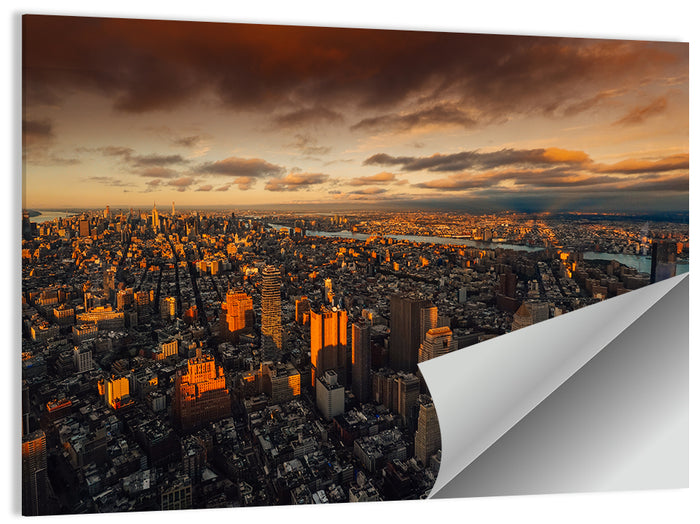 South Manhattan Sunset Skyline Wall Art as a poster print