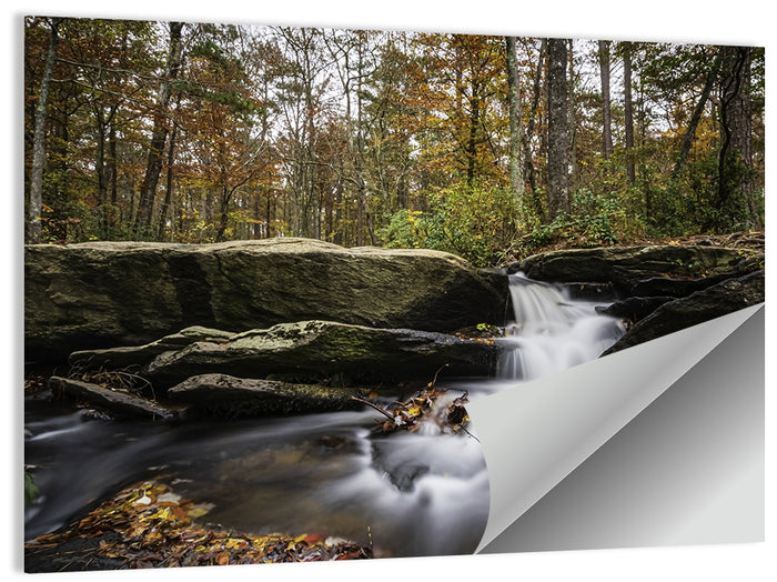 Cheaha Falls Autumn Waterfall Wall Art as a poster print