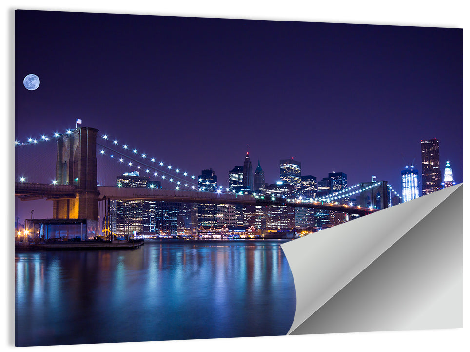 Brooklyn Bridge Moonlit Reflections Wall Art