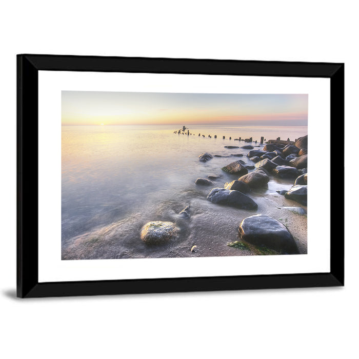 Michigan Shoreline Pilings Wall Art as a framed print