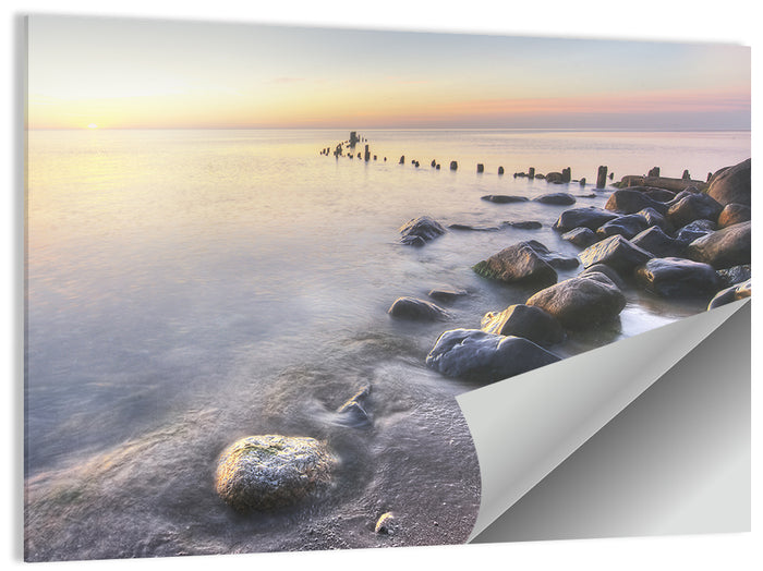 Michigan Shoreline Pilings Wall Art as a poster print