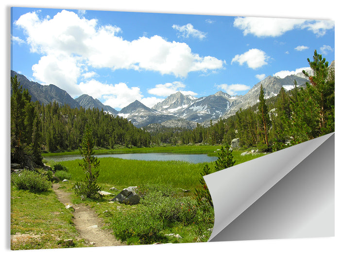 Sierra Nevada Trail to Snow Capped Peaks Wall Art as a poster print