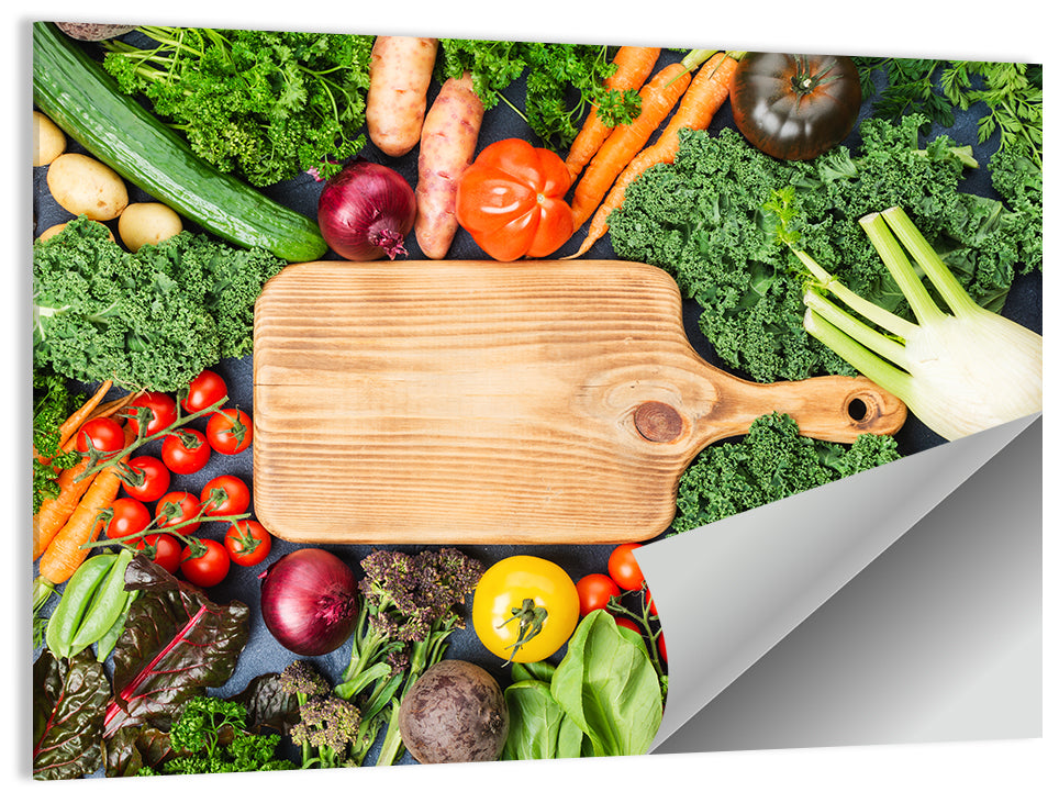 Vegetable Harvest on Cutting Board Wall Art
