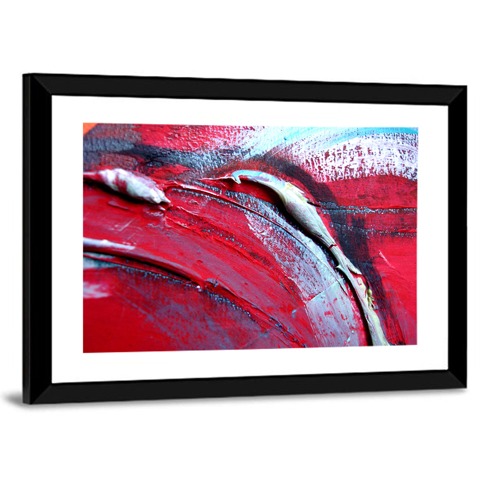 Crimson Impasto Motion Wall Art