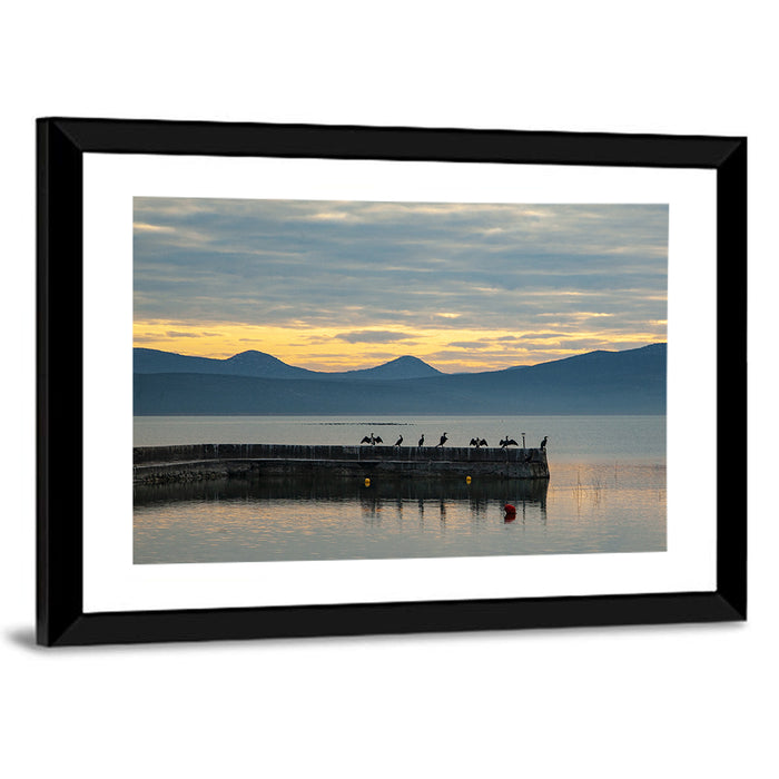 Lake Vrana Pier at Sunset Wall Art as a framed print