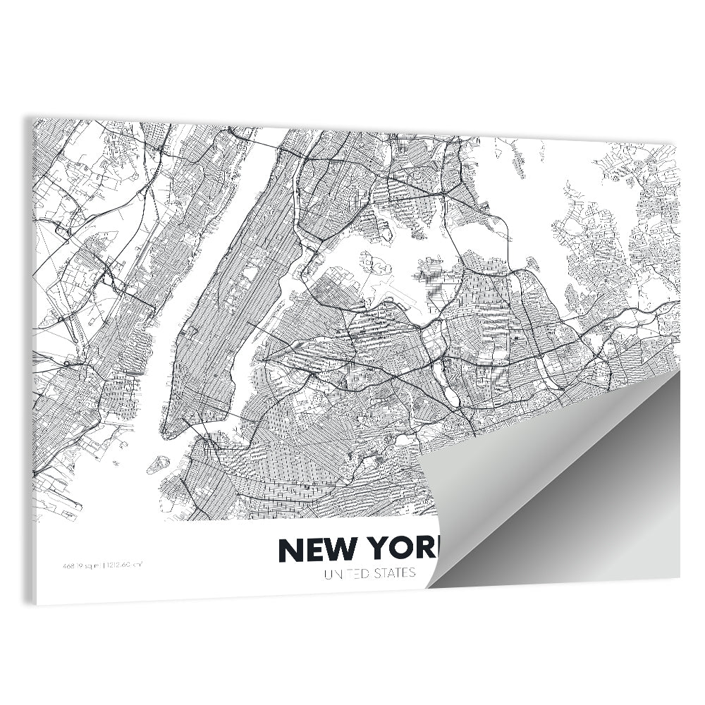 New York Street Grid Map Wall Art