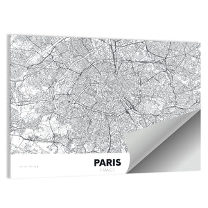 Paris City Map Wall Art