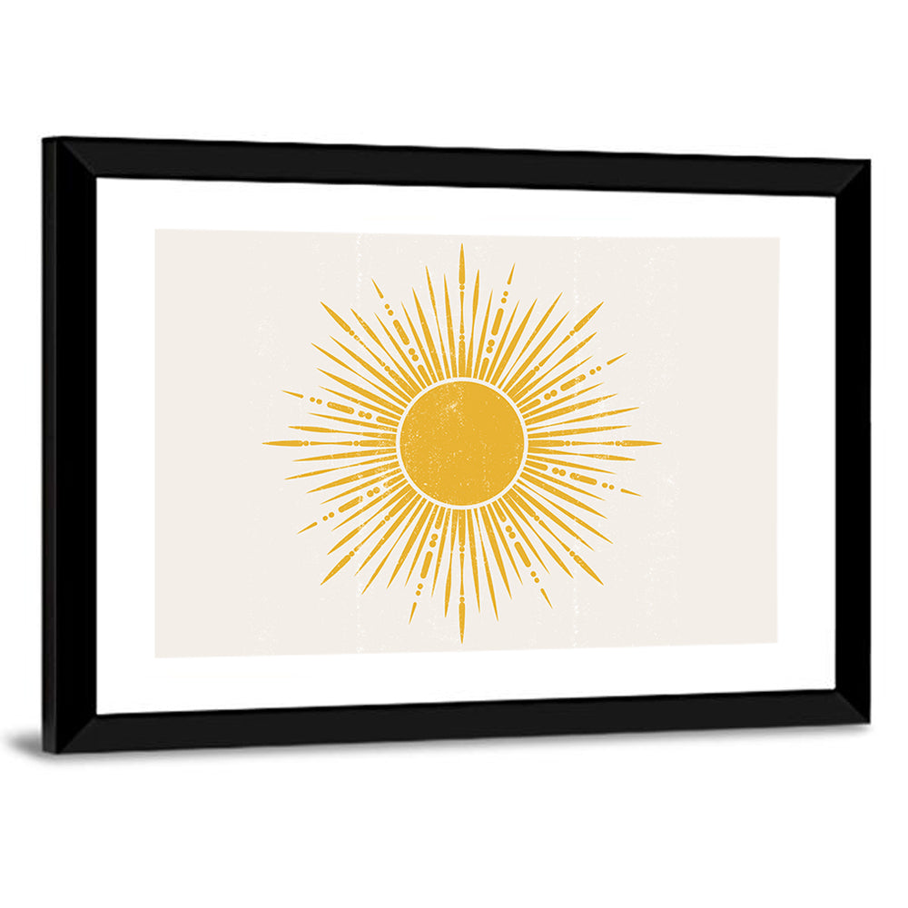 Golden Sunburst Boho Minimalist Wall Art