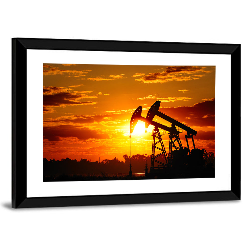 Oil Pump Sunset Wall Art