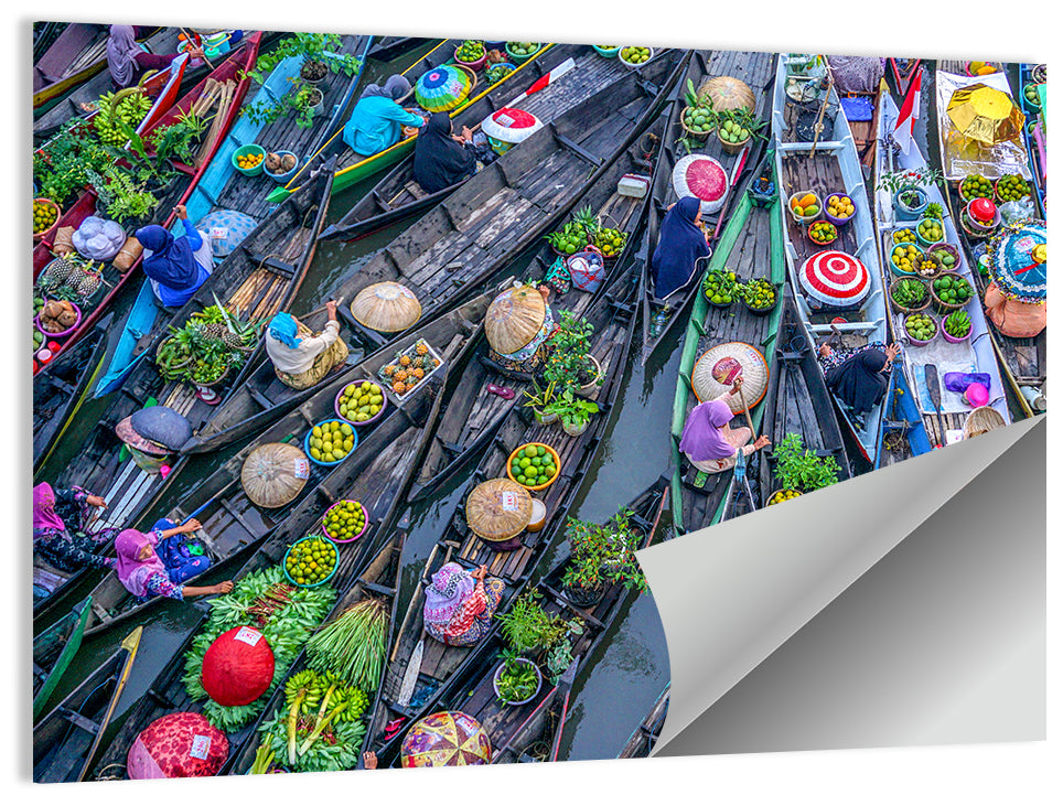 Crowded Floating Market Wall Art